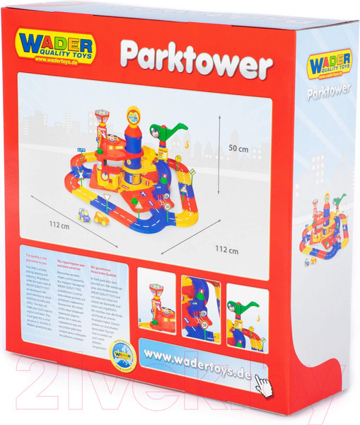 Изображение товара Паркинг игрушечный Полесье 3-уровневый с дорогой и автомобилями / 37862 (в коробке)