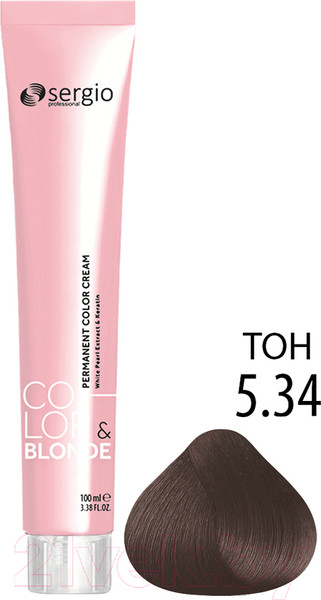 Изображение товара Крем-краска для волос Sergio Professional Color&Blonde 5.34 (светло-коричнев. золот.-медный)