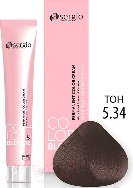 Изображение товара Крем-краска для волос Sergio Professional Color&Blonde 5.34 (светло-коричнев. золот.-медный)