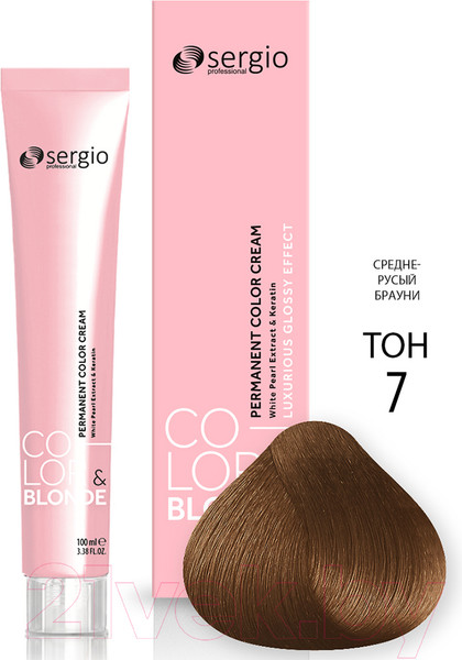 Изображение товара Крем-краска для волос Sergio Professional Color&Blonde 7 (gianduia средне-русый брауни)