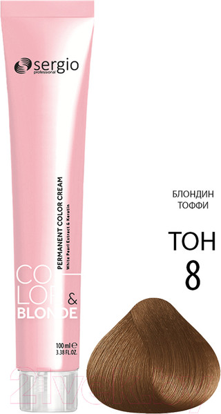 Изображение товара Крем-краска для волос Sergio Professional Color&Blonde 8 (блондин тоффи)