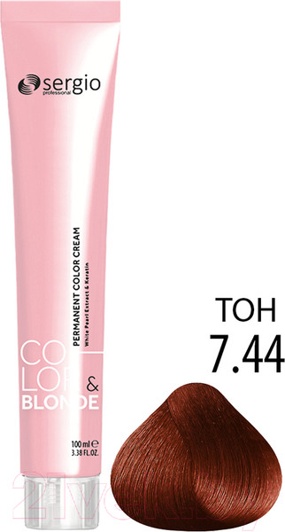 Изображение товара Крем-краска для волос Sergio Professional Color&Blonde 7.44 (средне-русый медный интенсивный)