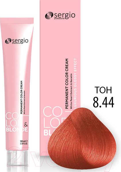 Изображение товара Крем-краска для волос Sergio Professional Color&Blonde 8.44 (блондин медный интенсивный)