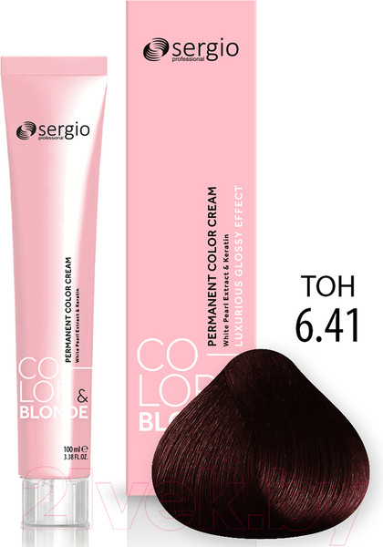Изображение товара Крем-краска для волос Sergio Professional Color&Blonde 6.41 (темно-русый медный матовый)