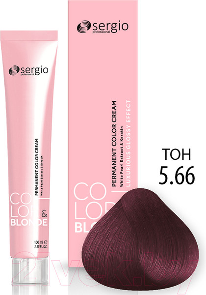 Изображение товара Крем-краска для волос Sergio Professional Color&Blonde 5.66 (св.-коричнев. красный интенсивн.)