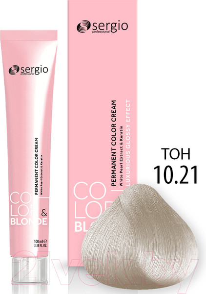 Изображение товара Крем-краска для волос Sergio Professional Color&Blonde 10.21 (очень светлый блондин жемчужный)