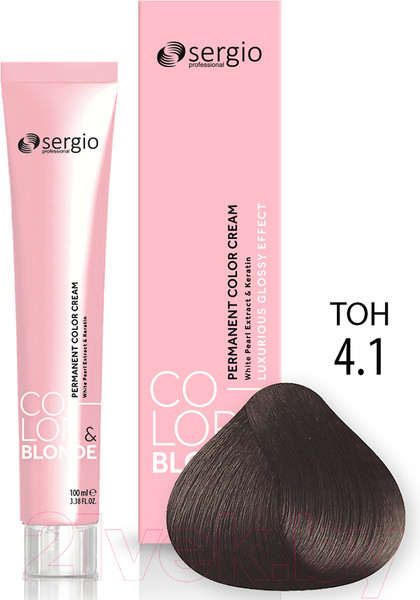Изображение товара Крем-краска для волос Sergio Professional Color&Blonde 4.1 (коричневый пепельный)
