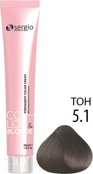 Изображение товара Крем-краска для волос Sergio Professional Color&Blonde 5.1 (светло-коричневый пепельный)