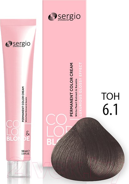 Изображение товара Крем-краска для волос Sergio Professional Color&Blonde 6.1 (темно-русый пепельный)