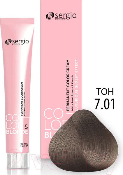 Изображение товара Крем-краска для волос Sergio Professional Color&Blonde 7.01 (средне-русый легкий пепельный)