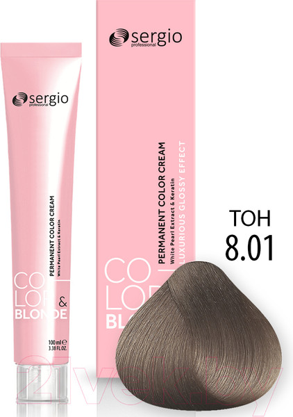 Изображение товара Крем-краска для волос Sergio Professional Color&Blonde 8.01 (блондин легкий пепельный)