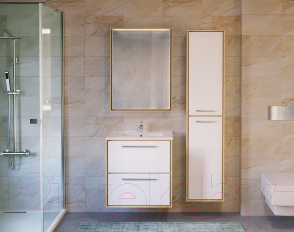 Изображение товара Тумба под умывальник Raval Frame 60 / Fra.01.60/P/W-DS (белый/дуб сонома)