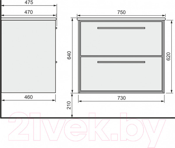 Изображение товара Тумба под умывальник Raval Frame 75 / Fra.01.75/P/W-DS (белый/дуб сонома)