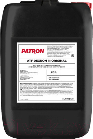 Изображение товара Трансмиссионное масло Patron Original ATF Dexron III (20л)