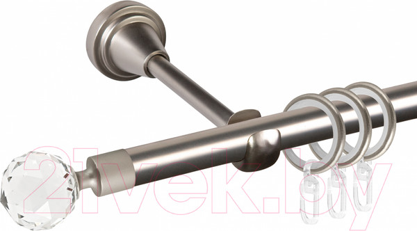 Изображение товара Карниз для штор АС ФОРОС Grace D16Г + наконечники Кристалл (1.8м, сатин)