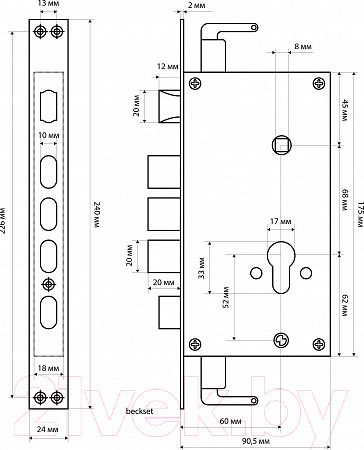 Изображение товара Замок врезной Стандарт ЗВ1-09СТ / 7841