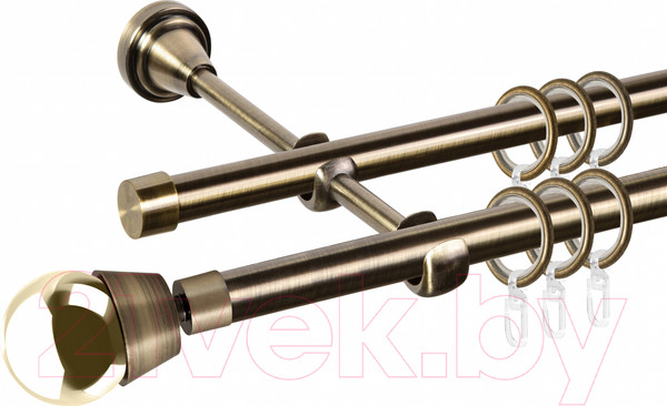 Изображение товара Карниз для штор АС ФОРОС Grace D16Г/16Г + наконечники Жемчужина золото (1.4м, антик)