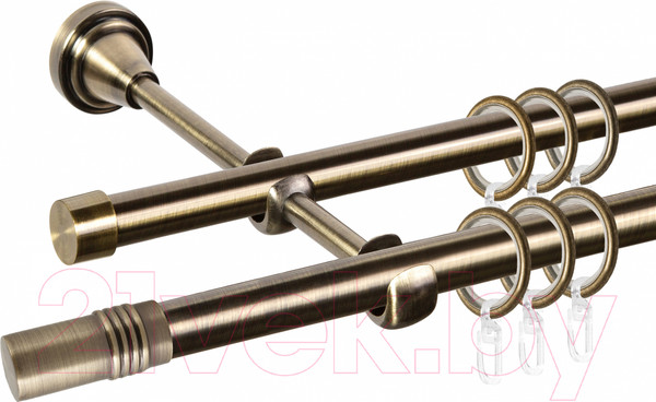 Изображение товара Карниз для штор АС ФОРОС Grace D16Г/16Г + наконечники Цилиндр (1.6м, антик)