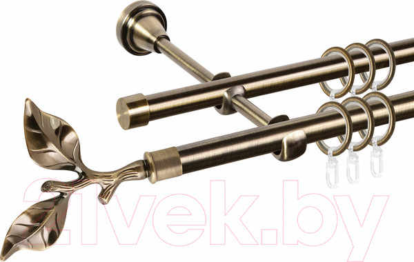 Изображение товара Карниз для штор АС ФОРОС Grace D16Г/16Г + наконечники Лист розы (1.6м, антик)