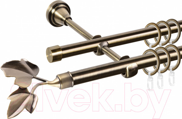 Изображение товара Карниз для штор АС ФОРОС Grace D16Г/16Г + наконечники Лист ветка (1.6м, антик)