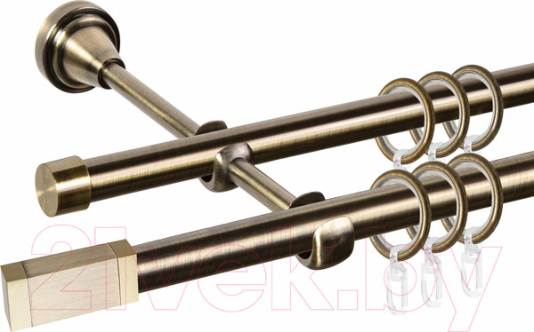 Изображение товара Карниз для штор АС ФОРОС Grace D16Г/16Г + наконечники Квадро золото (1.8м, антик)