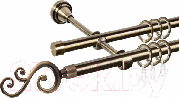 Изображение товара Карниз для штор АС ФОРОС Grace D16Г/16Г + наконечники Лоза (1.8м, антик)