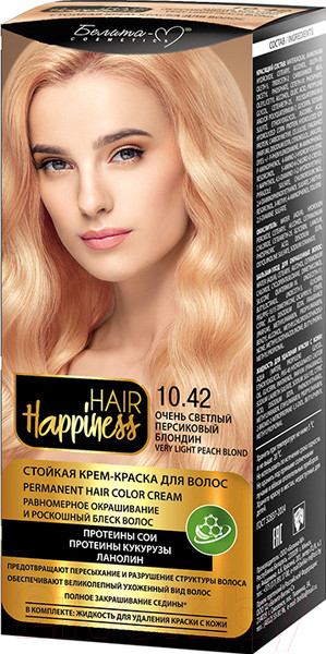 Изображение товара Крем-краска для волос Белита-М Hair Happiness стойкая тон № 10.42 (очень светлый персиковый блондин)