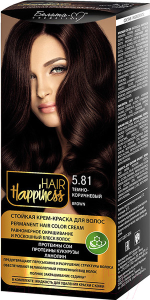 Изображение товара Крем-краска для волос Белита-М Hair Happiness стойкая тон № 5.81 (темно-коричневый)