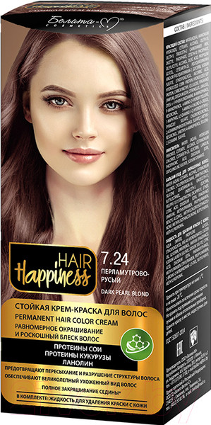Изображение товара Крем-краска для волос Белита-М Hair Happiness стойкая тон № 7.24 (перламутрово-русый)