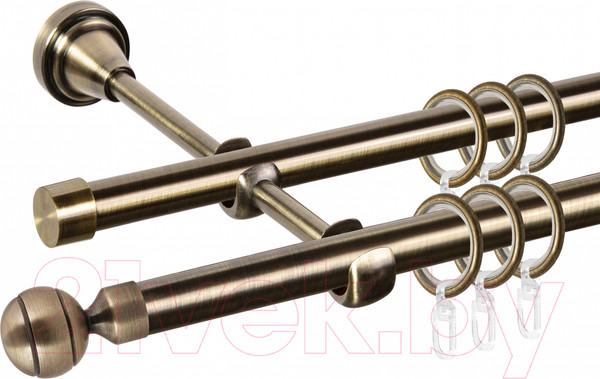 Изображение товара Карниз для штор АС ФОРОС Grace D16Г/16Г + наконечники Шар рифленый (2м, антик)