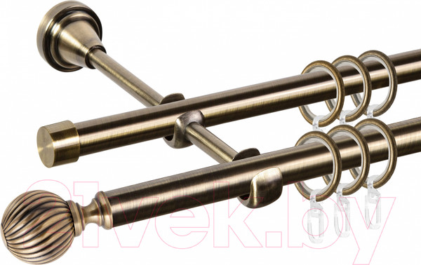 Изображение товара Карниз для штор АС ФОРОС Grace D16Г/16Г + наконечники Орион (2м, антик)