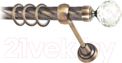 Изображение товара Карниз для штор Lm Decor Кристалл 130 1р витой 25мм (антик, 3.6м)