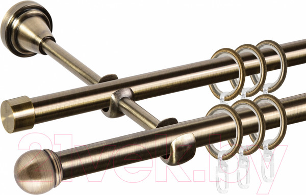 Изображение товара Карниз для штор АС ФОРОС Grace D16Г/16Г + наконечники Сфера (2.4м, антик)