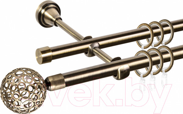 Изображение товара Карниз для штор АС ФОРОС Grace D16Г/16Г + наконечники Метеор (2.4м, антик)