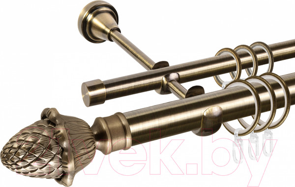 Изображение товара Карниз для штор АС ФОРОС Grace D16Г/16Г + наконечники Магнолия (2.4м, антик)