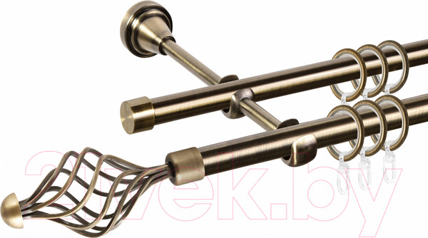 Изображение товара Карниз для штор АС ФОРОС Grace D16Г/16Г + наконечники Ажур (3м, антик)
