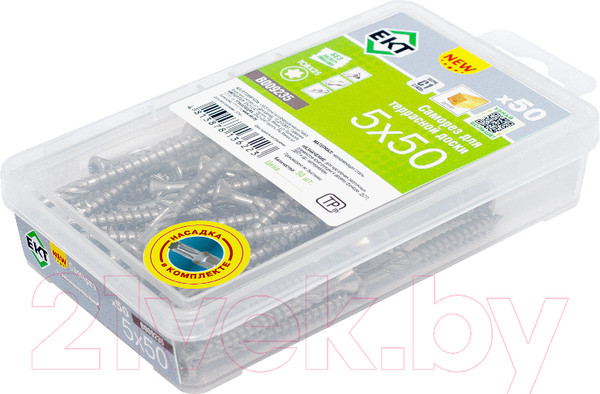 Изображение товара Саморез ЕКТ Для террасной доски TORX25 5.0x50 / B009235 (50шт, нержавеющая сталь)