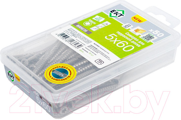 Изображение товара Саморез ЕКТ Для террасной доски TX25 5x60 / B009236 (50шт, нержавеющая сталь)