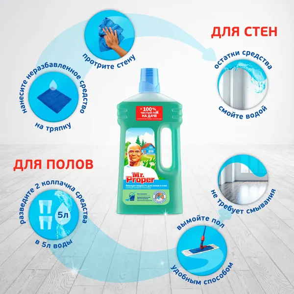 Изображение товара Чистящее средство для пола Mr.Proper Горный ручей и прохлада (1л)