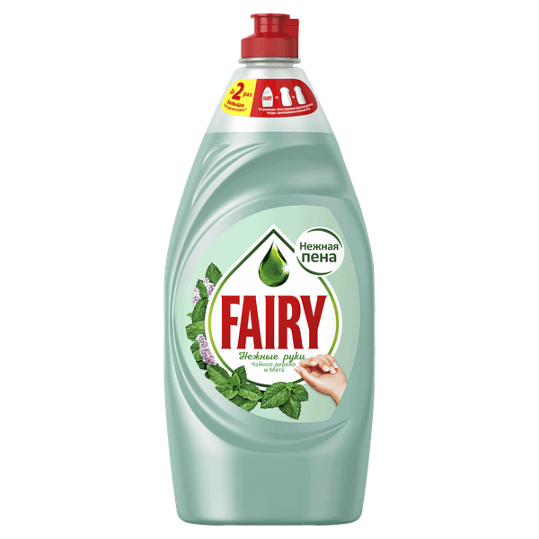 Изображение товара Средство для мытья посуды Fairy Нежные руки Чайное дерево и Мята (900мл)
