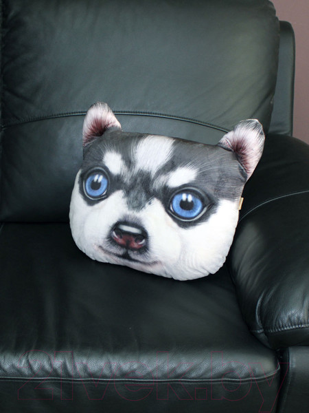 Изображение товара Подушка декоративная MATEX Animals Хаски / 15-932 (темно-коричневый/белый)