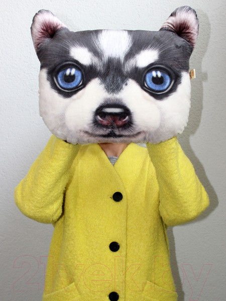 Изображение товара Подушка декоративная MATEX Animals Хаски / 15-932 (темно-коричневый/белый)