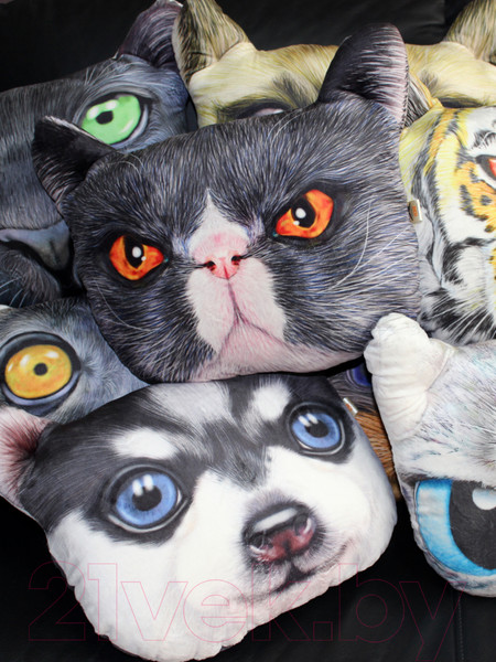 Изображение товара Подушка декоративная MATEX Animals Кот голубые глаза / 15-970 (голубой/серый)