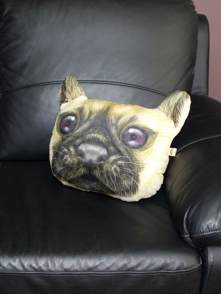 Изображение товара Подушка декоративная MATEX Animals Мопс / 16-007 (темно-коричневый/бежевый)