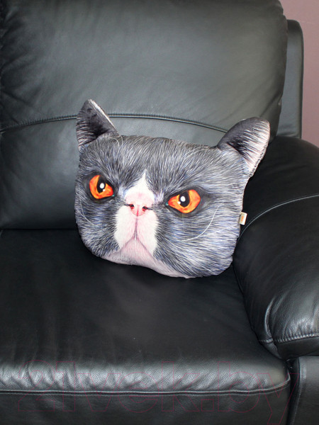 Изображение товара Подушка декоративная MATEX Animals Кот красные глаза / 16-014 (серый/красный)