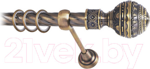 Изображение товара Карниз для штор Lm Decor Ампир 161 1р витой 25мм (антик, 2м)