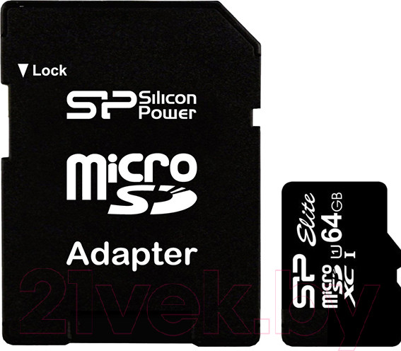Изображение товара Карта памяти Silicon Power microSDHC Elite UHS-1 (Class 10) 64GB (SP064GBSTXBU1V10SP)