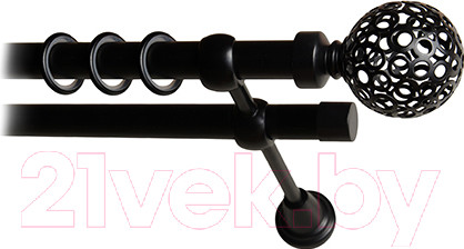 Изображение товара Карниз для штор Lm Decor Ажур 095 2р гладкий 25/19мм (черный матовый, 3м)