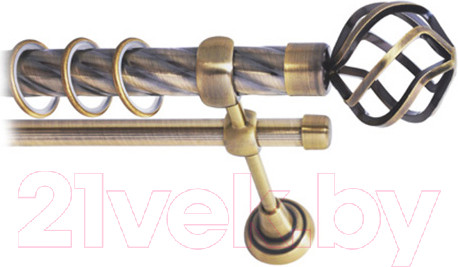 Изображение товара Карниз для штор Lm Decor Булава 097 2р витой 25/16мм (антик, 2.4м)