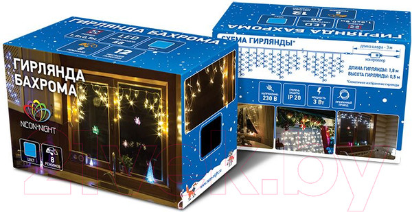 Изображение товара Светодиодная бахрома Neon-Night Айсикл 255-037-6 (2.4x0.6м, теплый белый)
